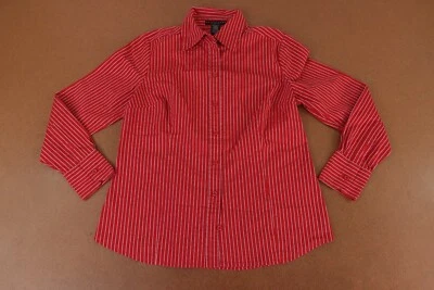 Blusa Apostrophe feminina tamanho grande listrada vermelha elástica manga 3/4 botão frontal - Imagem 1 de 4