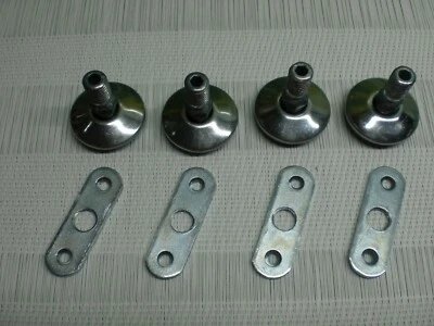 4 Stück Set Möbelfüße + Montageplatte M10 Edelstahl Chrom Stellteller - Bild 1 von 4