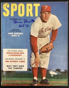 Robin Roberts Signed Sport Mag Sept 1953 No Label Phillies Auto HOF 76 Inscr JSA - Picture 1 of 5