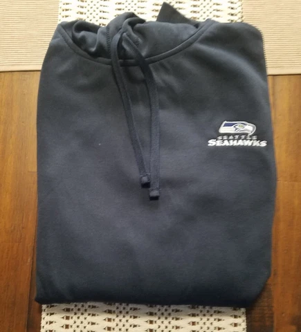 Seattle Seahawks Sweater Mens 2XL XXL Blue Hoodie Pullover Sweatshirt Pocket Cover