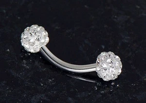 1 Pc Multi Clear CZ 4mm Ferido Balls Eyebrow Ring Barbell Piercing 16g 5/16" - Picture 1 of 1