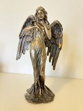Veronese Angel Figurine Wings Engraved Polystone Statue Bronze Decor Italy Girl