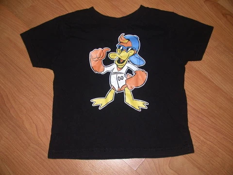 Akron RubberDucks Mascot T Shirt Youth 4 4T Indians Minor League OH Nice Webster Cover