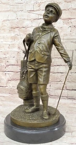 Escultura original de bronce Caddy Boy golfista hecha a mano obra de arte método de cera perdida oferta - Imagen 1 de 10
