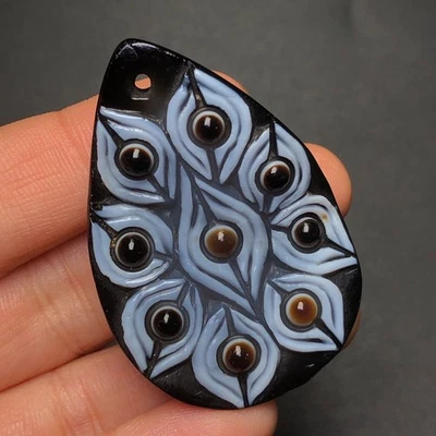 Colgante collar amuleto cuentas tótem 9 ojos ágata budismo tibetano puro g1671 Foto 1 de 4