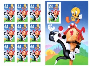 Scott#: 3204 Sylvester & Tweety Bird Pane of 10x32¢ 1998 Stamps - Lot 3 - Picture 1 of 2