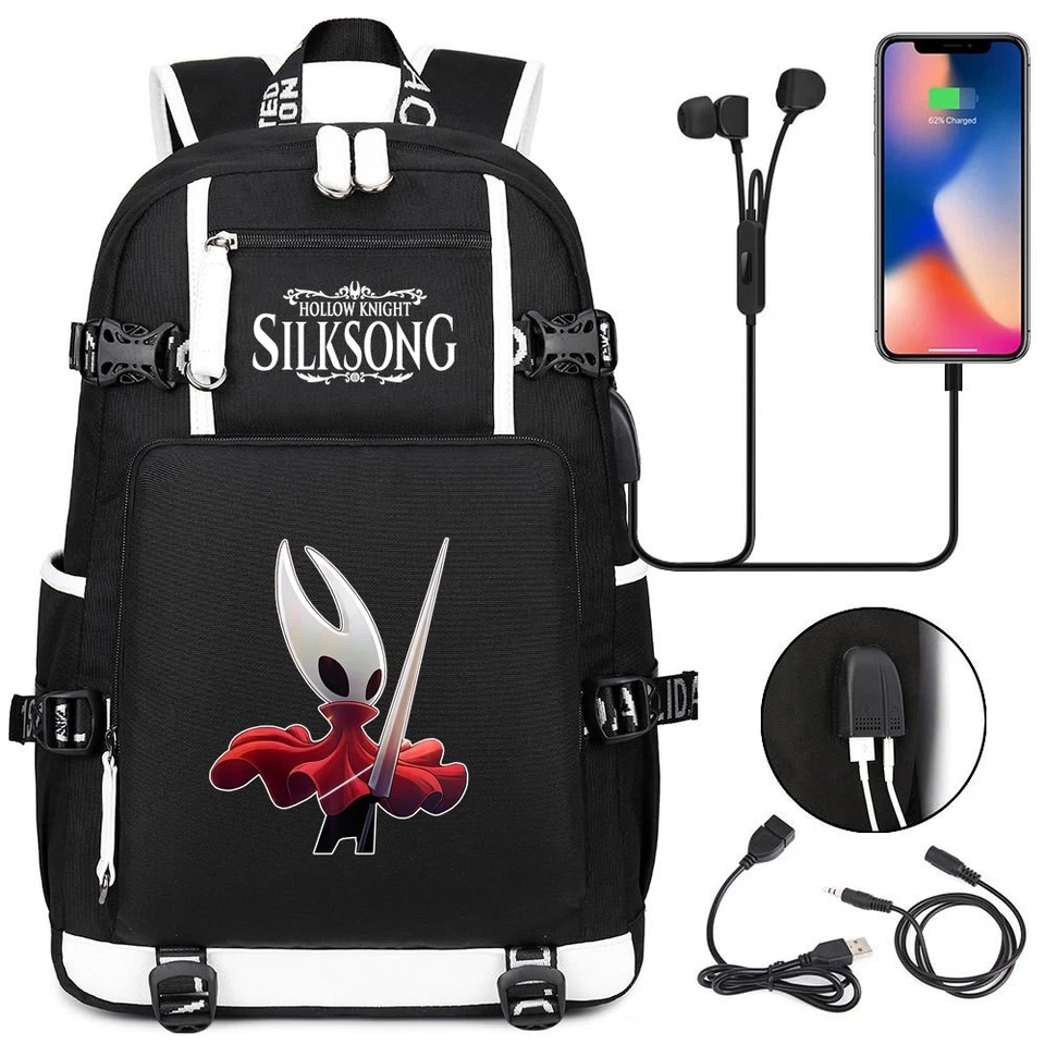 Anime Hollow Knight Silksong Backpack Student School Bag Travel Daily Rucksack