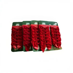 Lot 4 of 12ct Minivelvet Christmas Charms Decoration Ornaments Ribbon Bows - Picture 1 of 3