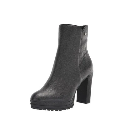 DKNY Womens 9 M Black Tumbled Leather Tessi Block Heel Ankle Booties NIB JJ5 - Image 1 of 4