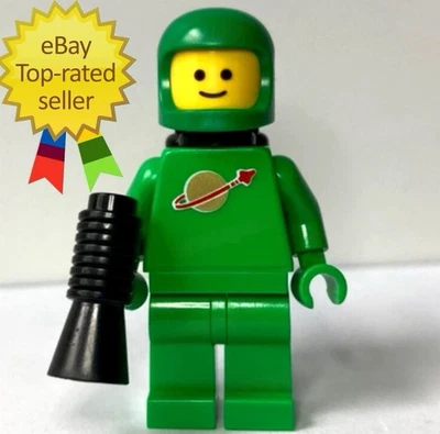REAL LEGO Bright Green Spaceman W/ Classic Helmet & Air Tanks Minifigure NEW - Image 1 of 3