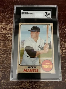 1968 TOPPS MICKEY MANTLE 280 VG BASEBALL NEW YORK YANKEES SGC 3 - Picture 1 of 1