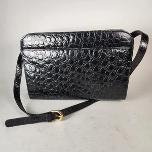 TALBOTS Umhängetasche schwarz Lederanhänger innen Reißverschlusstasche minimalistisch Handtasche - Bild 1 von 16