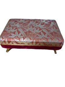 Vintage Takro Rot Samt Schmuckkästchen Fuß Bambus Gold MCM Hollywood Regency - Bild 1 von 12