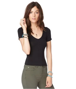 Aeropostale Womens Solid Stretch Basic T-Shirt - Picture 1 of 4