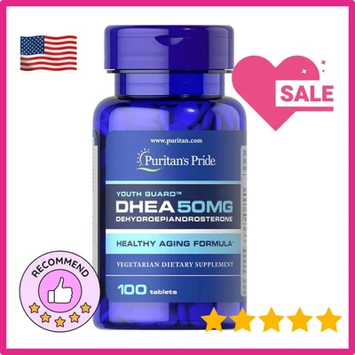 Puritan's Pride DHEA 50Mg Dietary Supplement, Promote Sugar Metabolism 100 Count - Image 1 of 4