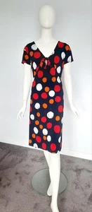 Leona Edmiston Plus Size Medium Aus 20 Red & Black Spotted Jeresy Shift Dress - Picture 1 of 9