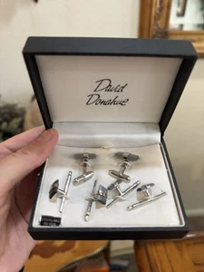 David Donahue Grey and Sterling Silver Cufflinks - Picture 1 of 7