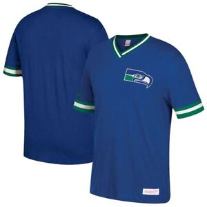 Seattle Seahawks Men's Throwback Colors V-Neck Short Sleeve Shirt