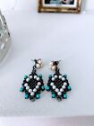 Antique Look Seed Turquoise And Pearl Gemstone Drop Earrings Blogger Look
