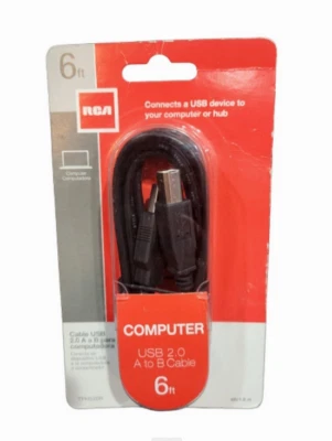 RCA 6-Feet USB A/B Cable (TPH520R) connects a usb device to your computer - Image 1 of 3