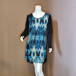 NWOT BABAKUL mixed media blue & black shift dress size XS - Picture 1 of 5