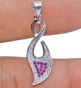 0,5 kt behandelter Rubin & weißer Topas 925 massiv Sterlingsilber Anhänger Schmuck - Bild 1 von 2
