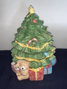 Christmas Tree Cookie Jar Vintage toys around the base. - Picture 1 of 5