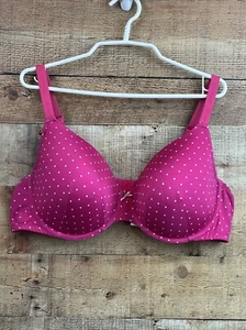 Women's CACIQUE Pink & white polka dot FULL COVERAGE bra - sz 46D - Picture 1 of 4