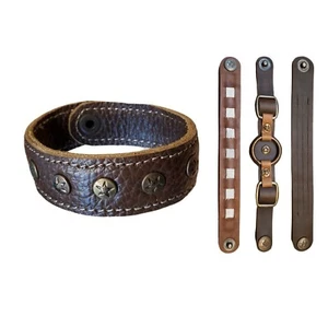 Womens Vintage Style Snap Closure Leather Bracelet - Picture 1 of 6