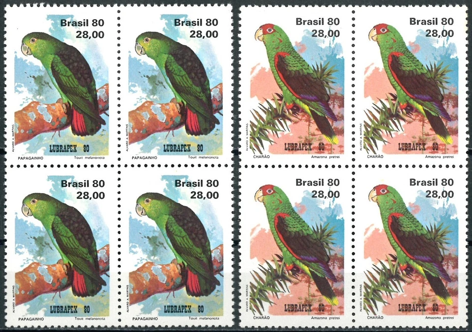 BRASIL 1980 Exposición de Sellos Portugués-Brasileños "Lubrapex 80" - Loros - MNH Foto 1 de 4