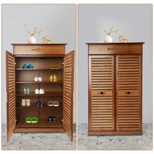 Tier Retro 5Bamboo Shoe Rack Storage Shelf Unit Cabinet Entryway Shoe Organizer - Picture 1 of 13