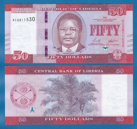 Liberia 50 Dollars P New 2022 New Design UNC Cover