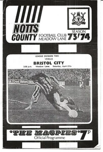 Football Programme NOTTS COUNTY v BRISTOL CITY Apr 1975 - Picture 1 of 1