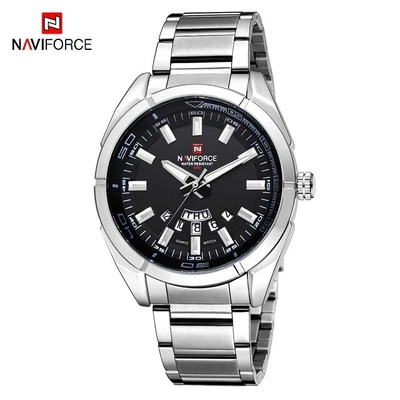 NAVIFORCE Hombres Relojes Manecillas Luminosas Reloj Pulsera Calendario Fecha Acero Reloj Hombre Foto 1 de 4