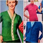 1950s Basketweave Bamboo Cable Shawl Collar Check 3 ply Knitting Pattern My Home