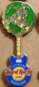 CLEVELAND EARTH DAY 2008 PLANET GLOBE TREE BLUE GIBSON GUITAR Hard Rock Cafe PIN - Picture 1 of 1
