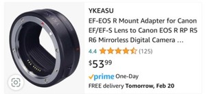Mount Adapter For Canon EF-EOS R  No Reserve!