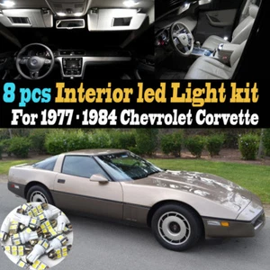 Paquete de kit de luces LED interiores de auto súper blancas de 8 piezas para Chevy Corvette 1977-1984 - Imagen 1 de 7