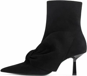 *** ZARA *** Black Suede Blue Collection Mid-Heel Ankle Boots BNWT EU 36 / 3,5UK - Imagen 1 de 8