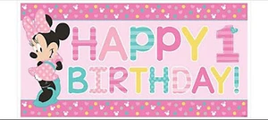 1st Birthday Minnie Mouse Banner | Minnie Mouse Happy 1st Birthday Party Banner - Picture 1 of 3