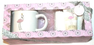Upper Canada Soap Foot Lotion Pink Flamingo White Mug Plush Socks Gift Set - Picture 1 of 2