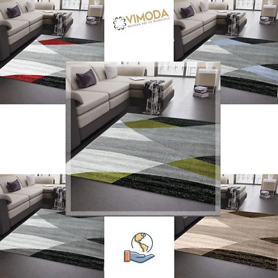 Designer Wohnzimmer Teppich Geometrisches Muster Meliert verschiedene Farben NEU - Bild 1 von 4