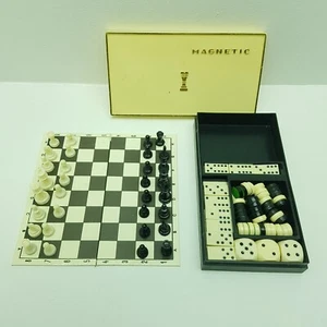 Multi-Game Magnetic Travel Set Chess Checkers Backgammon Complete Storage Box - Picture 1 of 13