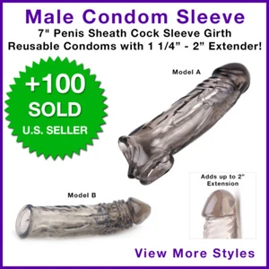 7" Penis-Sheath-Extender-Enlarger-Male-Cock-Sleeve-Girth-Reusable-Condoms-EXTEND - Picture 1 of 19