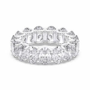 7.50Ct E-F/VVS-VS Moissanite Oval Cut Diamond Prong Set Eternity Ring-925 Silver - Picture 1 of 6