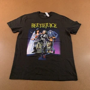 Old Navy Mens Medium Black Beetlejuice Graphic Short Sleeve Crew Neck Tee NWT - Picture 1 of 9