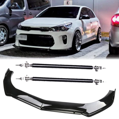 Front Bumper Lip Splitter Spoiler +Strut Rods Bar Rods For Kia Rio 2001-2022 Foto 1 de 4