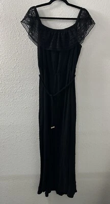 Maxi Vestido Apt 9 Negro Crochet Encaje Hombro Descubierto Talla XL Gótico Grunge Bruja Foto 1 de 4