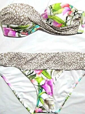 Victoria Secret FOREVER Floral Leopardo RIO TWIST BANDEAU PUSH UP TRAJE DE BAÑO 32C M Foto 1 de 4