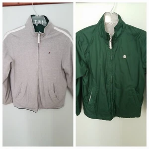 Giacca completa reversibile con cerniera Tommy Hilfiger Ragazzi Giovani Verde Grigia Taglia Media - Foto 1 di 10